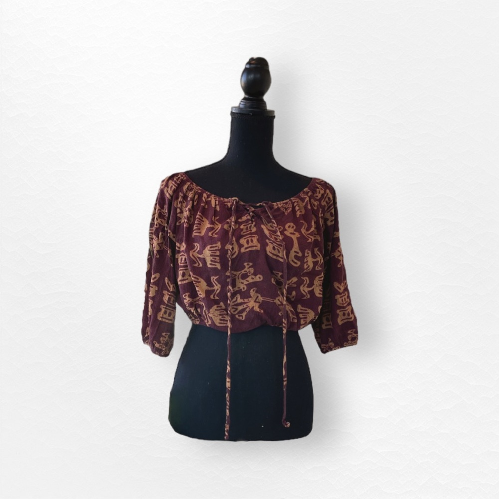 Sadie & Sage Bohemian Drawstring Lace Up Crop Top